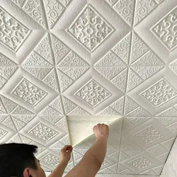 5-20Pcs 35*35cm Ceiling Wallpaper 3D Brick Waterproof Wall Stickers Foam Wall Paper Self-Adhesive Home Decor