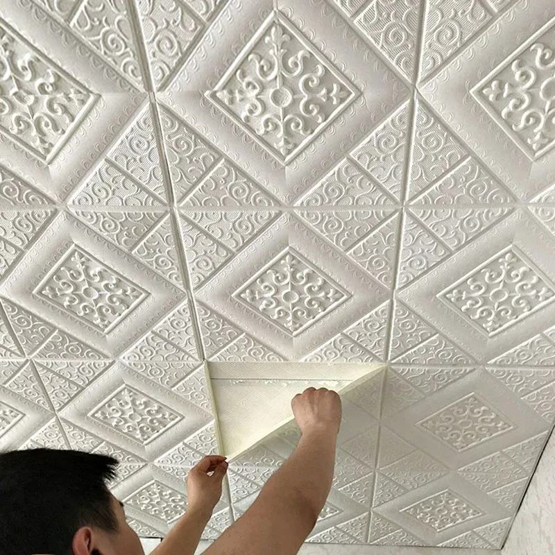 5-20Pcs 35*35cm Ceiling Wallpaper 3D Brick Waterproof Wall Stickers Foam Wall Paper Self-Adhesive Home Decor