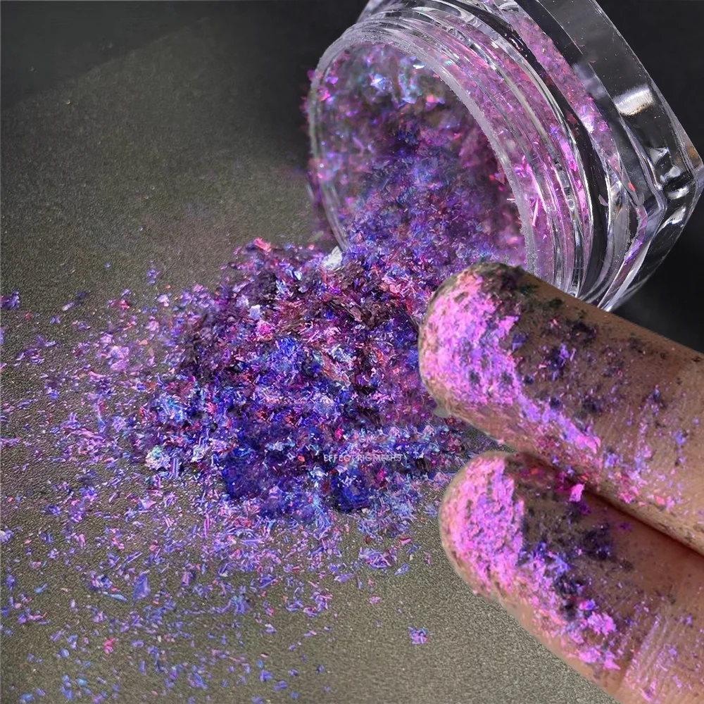 0,1g/tarro azul Aurora camaleón Nail Art ópalo en polvo efecto espejo lentejuelas ultrafinas para cuerpo y sombra de ojos maquillaje copos de neón Decoración