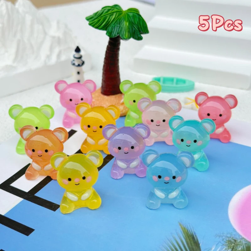 

5Pcs Cartoon Luminous Three-dimensional Little Bear Micro Landscape Ornament Creative DIY Home Decoration Accessories Gifts
