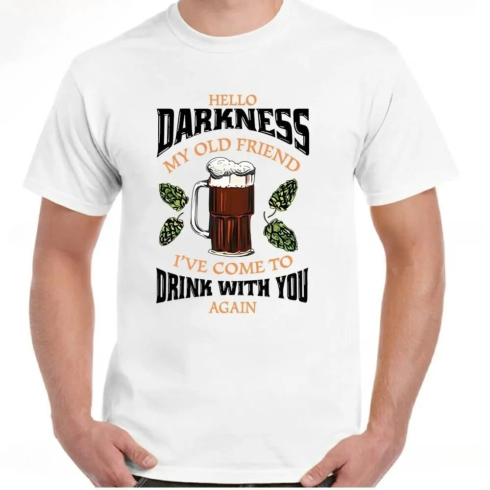 Camiseta de cerveza, borracho, barbacoa, ropa para fanáticos de la GUINESS Hola oscuro mi viejo amigo, ropa informal y cómoda de verano de manga corta