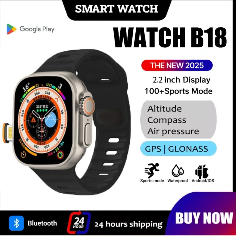 

Получите умные часы B18 Ultra 4g Android с 2,1-дюймовым AMOLED-экраном GPS WIFI и SIM-картой для глобальных звонков, предназначенным для мужчин.