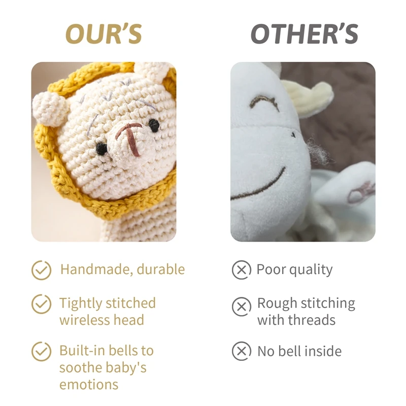 Hochets en forme d'animaux en peluche pour bébé, jouet kawaii, poupée de couchage pour enfants, décoration de chambre, jouets éducatifs pour nouveau-nés