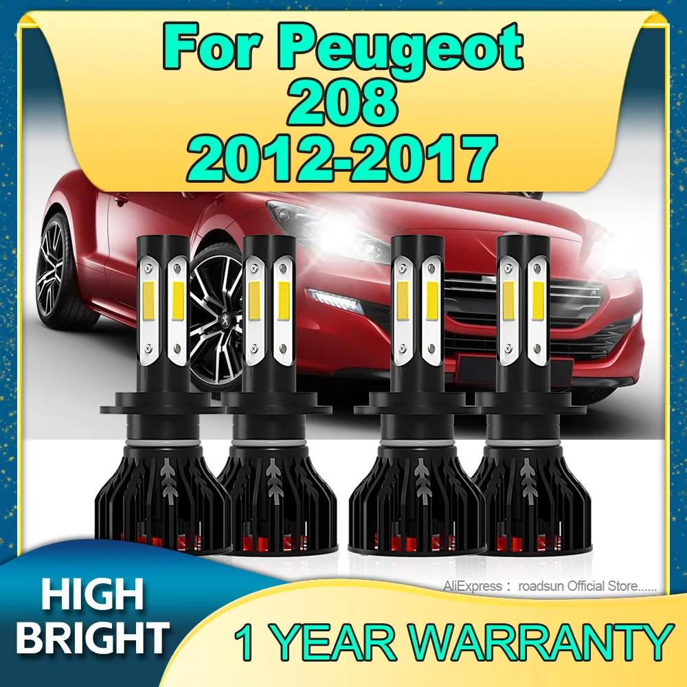 2/4Pcs Car Headlight H7 6000K Auto Bulbs 25000LM Bright 4Side Chip LED Lamp For Peugeot 208 2012 2013 2014 2015 2016 2017