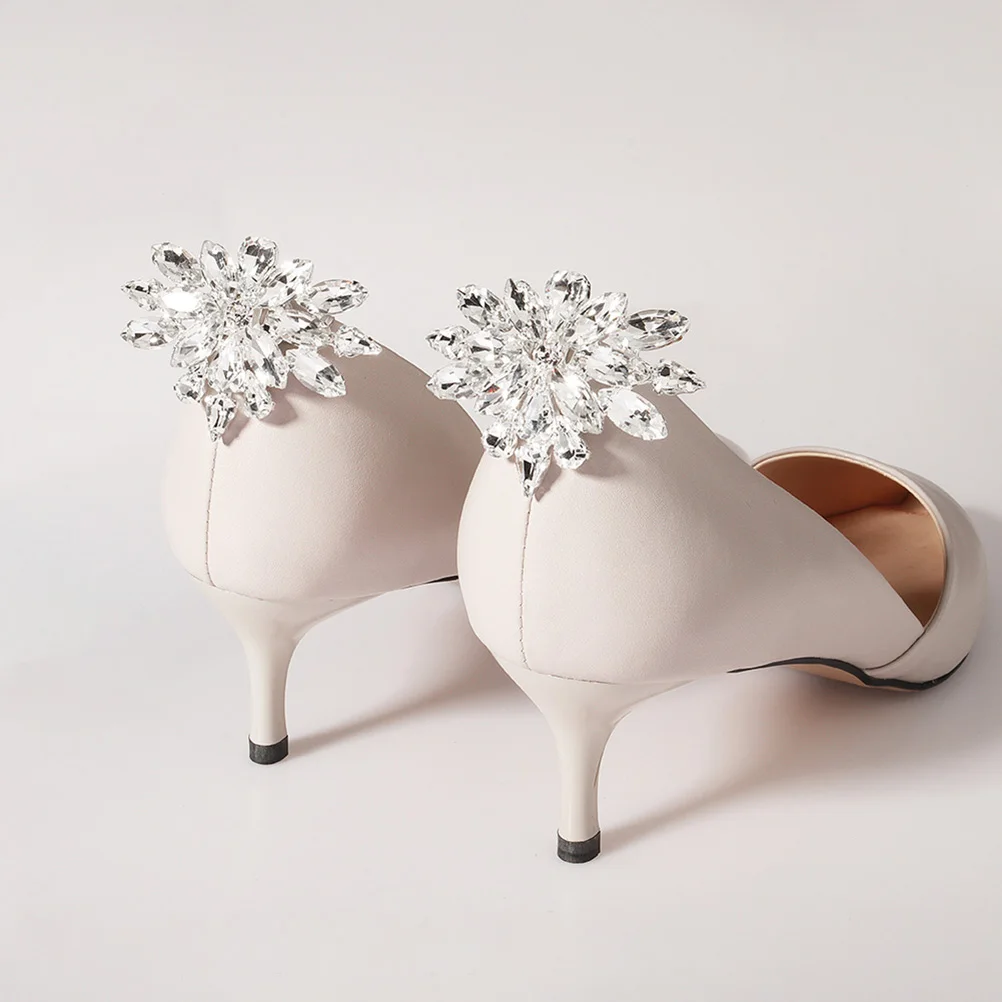 

Rhinestone Buckle For Women Elegant Wedding Decor Clip For Women Removable Shoe Decoration Silver Banquet Shoe Buckle