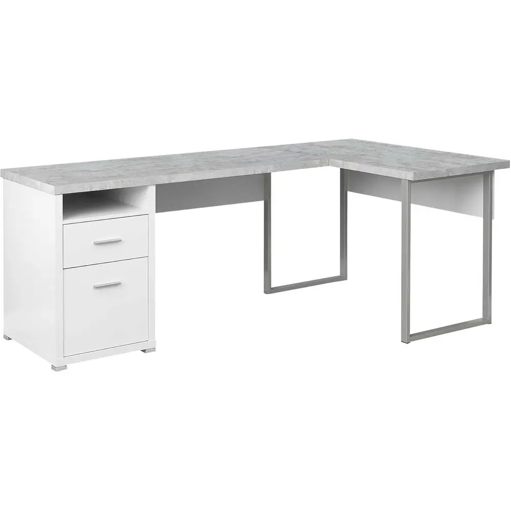 

Стол длиной 80 дюймов, белый или цементного цвета, с расположением столешницей слева или справа.