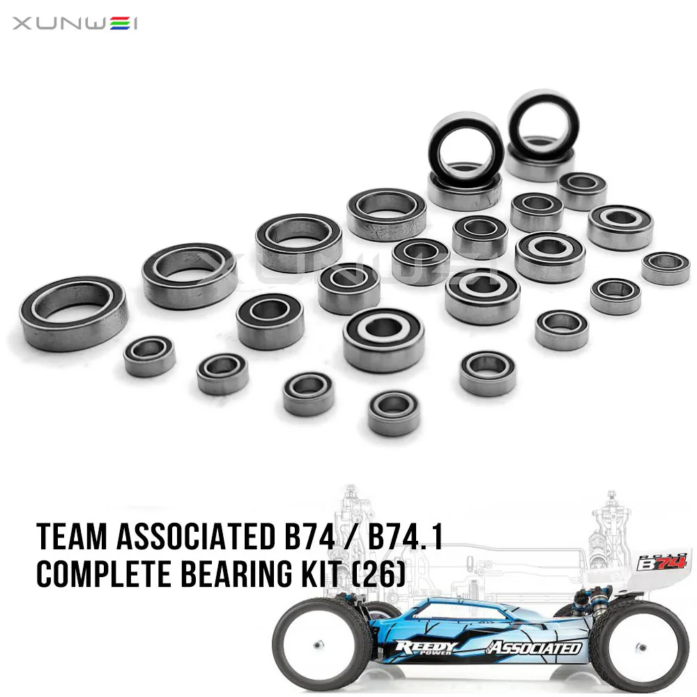 26pcs Complete Bearings Kit Chrome Steel for 1/10 Team Associated B74 B74.1 Team Kit Buggy Off-road RC Car