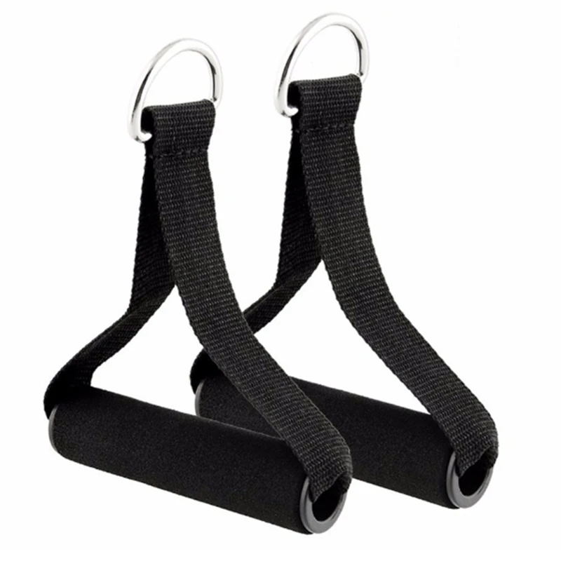 1Pair Resistance Bands Handles For Strength Training With Foam Handle Metal D-Shape Buckles Black Fitness Exercise Hands Hook