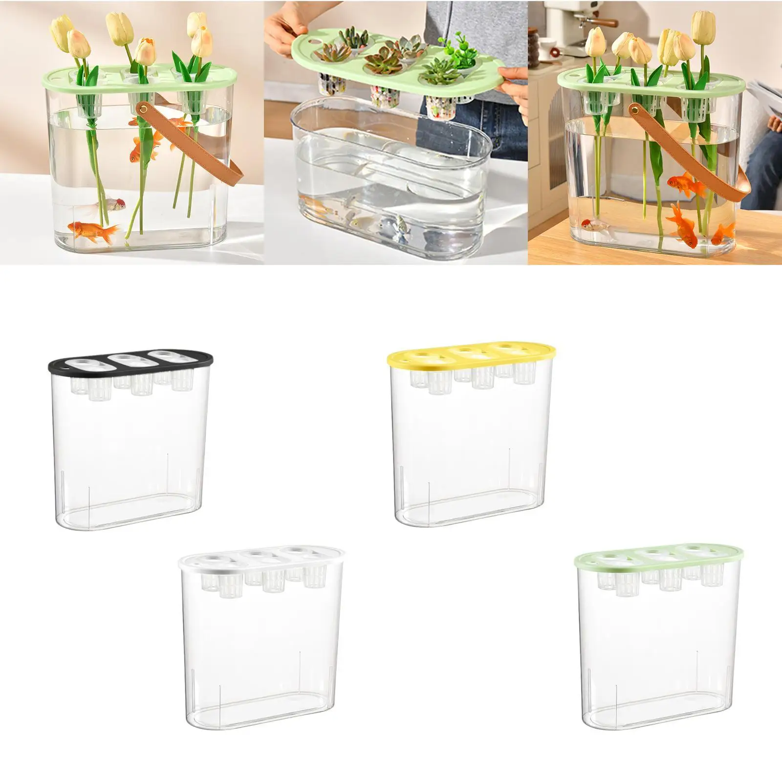 

Hydroponic Grower Box Indoor Tabletop Mini Aquarium 6 Holes Practical Easy to Use Rectangular Planter Container for Planting