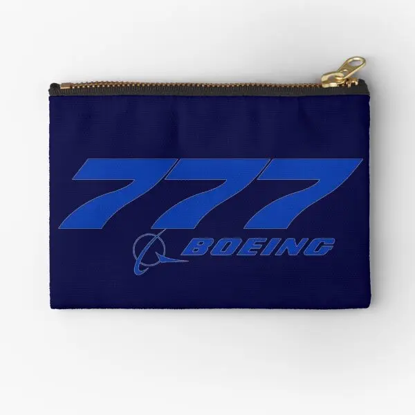 Boeing 777 Pochettes à Fermeture Éclair Petit Sac à Cosmétiques, Stockage de Culottes, Argent, Sous-Vêtements, Clés, Chaussettes, Poche Pure, Porte-Monnaie, pour Femme et Homme