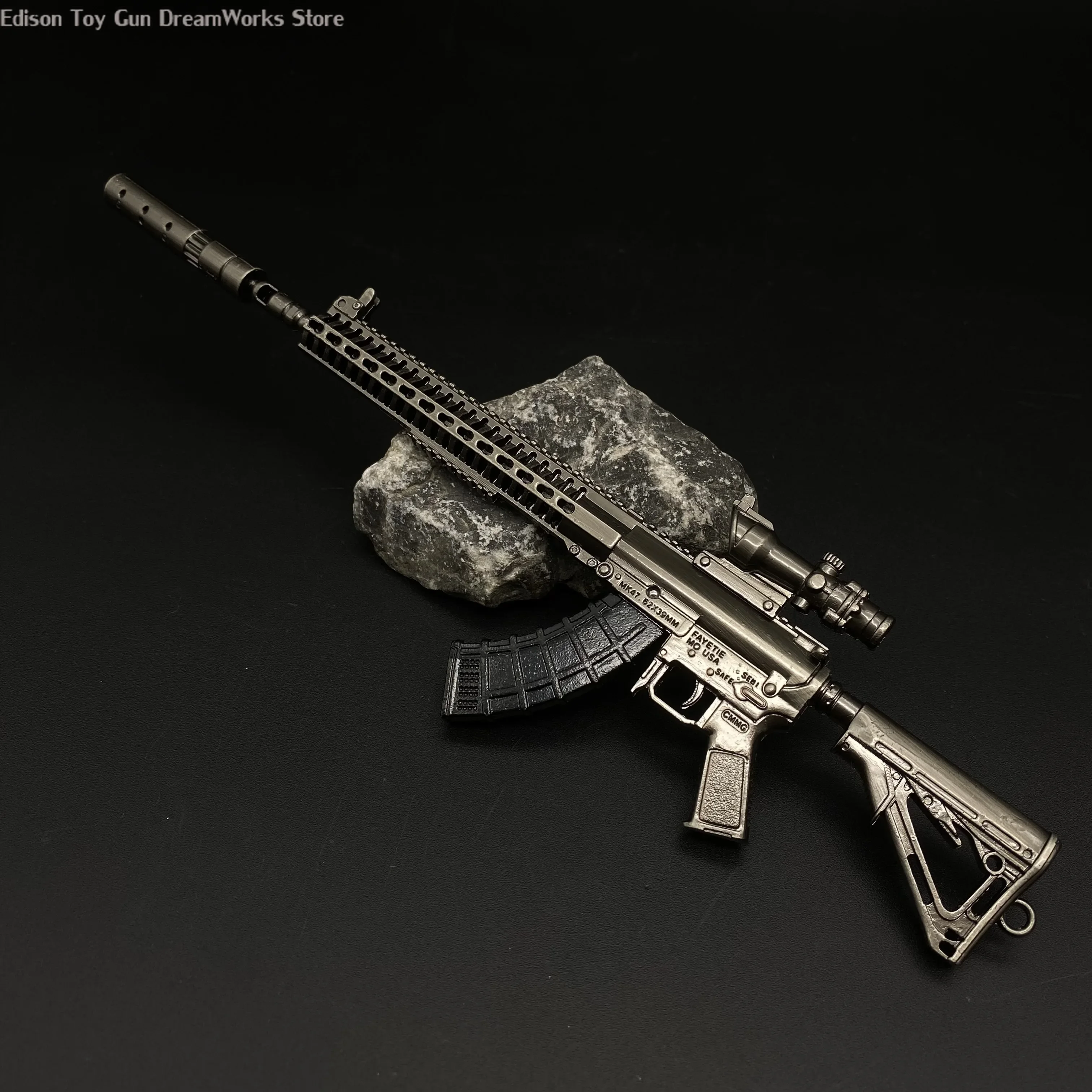 2024 nuovo giocattolo 6.7 "MK47 modello di fucile mutante in miniatura piccola piccola pistola Replica figura in lega collezione regalo Cool Desk Display Art