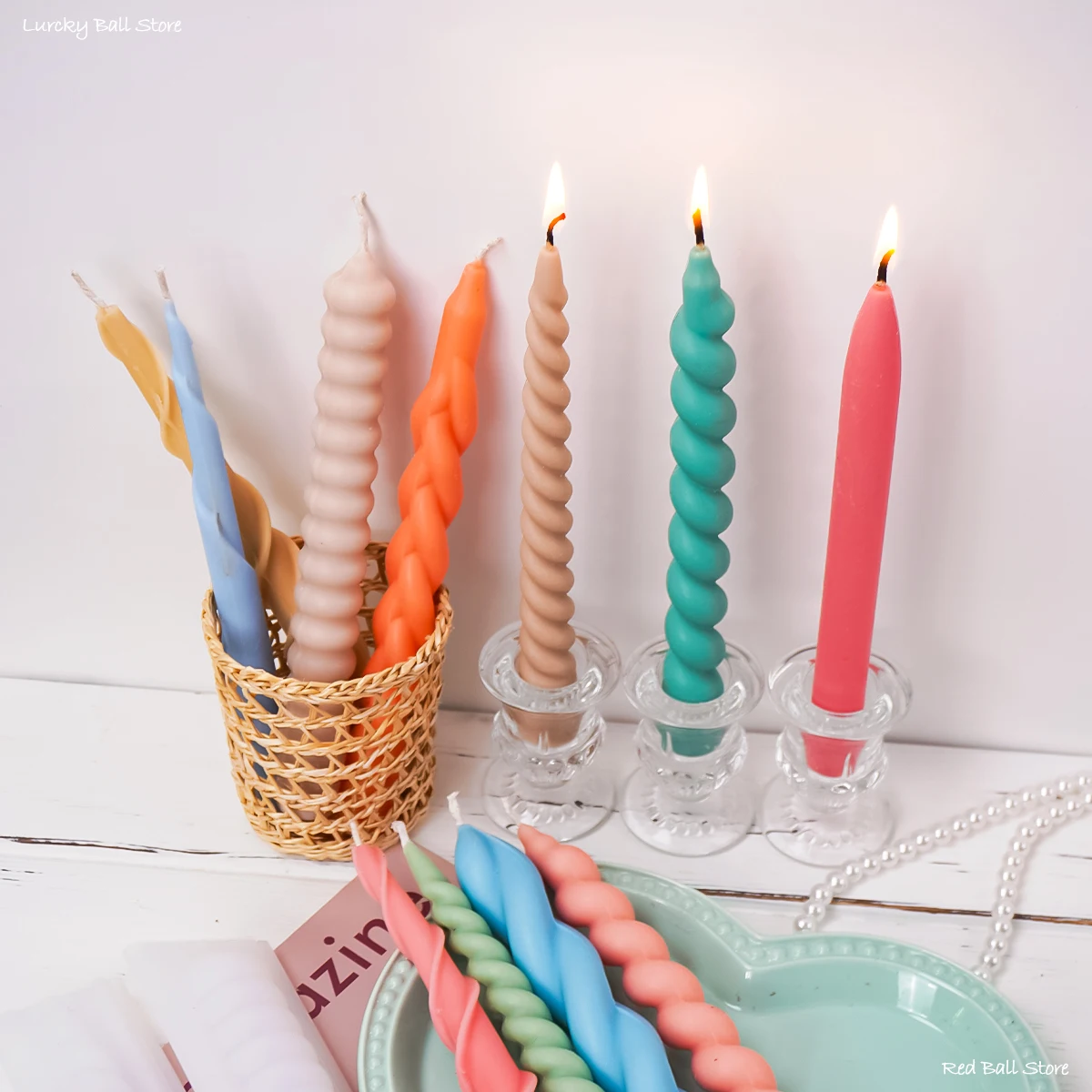 Romantic Spiral Long Pole Silicone Candle Mold DIY Geometry Round Church Candle Making Supplies Mould Handmade Gifts Home Decor