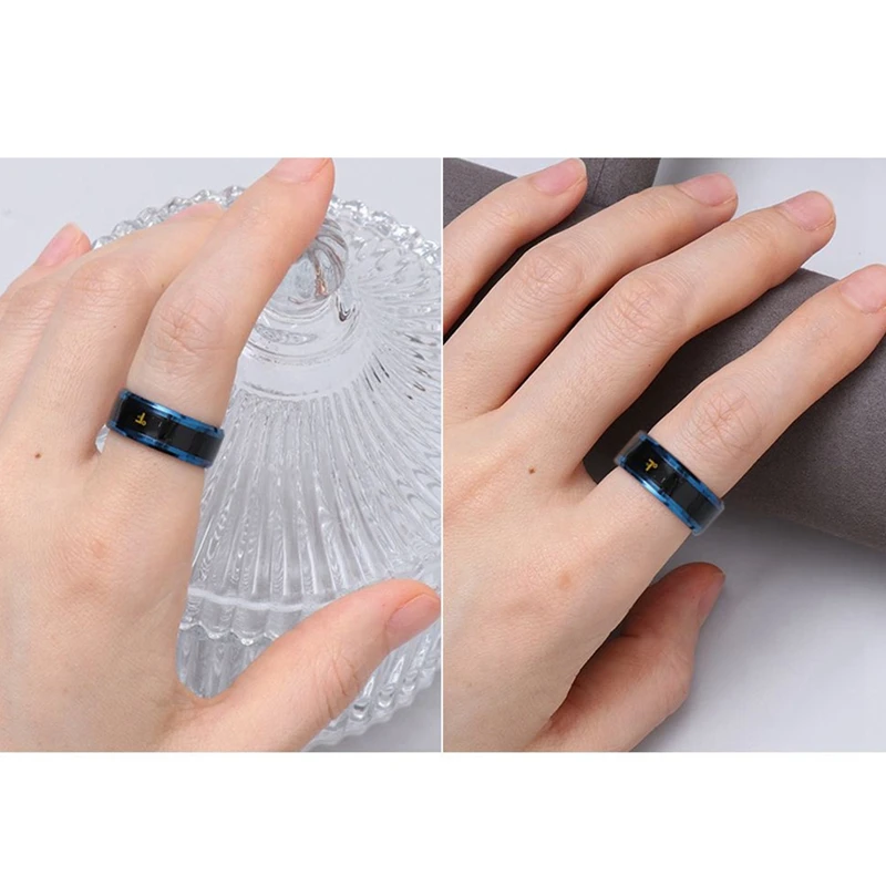 Bague Intelligente en Acier Inoxydable pour Homme et Femme, Anneau de Température Moderne, Bijoux Classiques Étanches pour Couple de Mariage