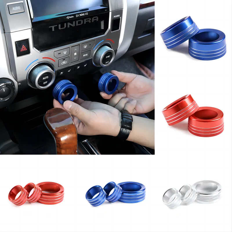 3 Color Choice Aluminum Alloy Center Console Volume AIr Condition Ring Knob Cover For Toyota Tundra 2007-2021 Car Accessories