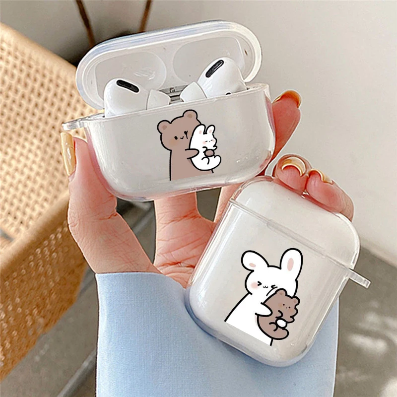 

Cartoon Bunny Bear Couple Earphone Case for Airpods 4th 3rd 2 Pro Soft Cover for Airpod 2 3 1 Protective Accessorie Shell Fundas
