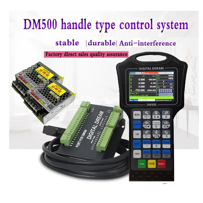 DM500 Sistema de movimento CNC Hand-Hero de 3/4 eixos com controlador de suspensão 500 KHz G Código CAD / CAM suporta unidade flash USB