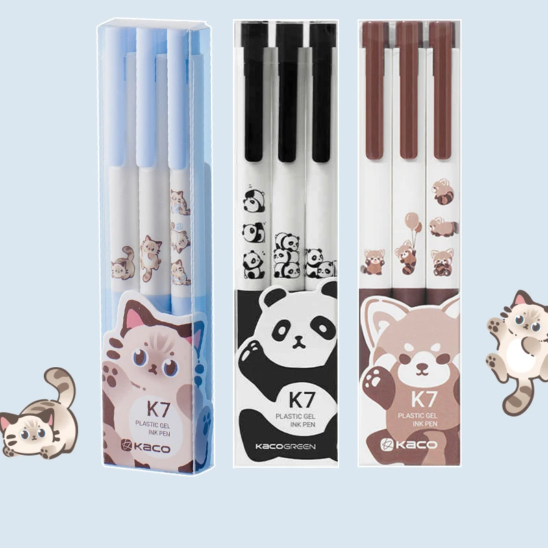 KACO K7 Gel Pen Kawaii Push Type Neutral Pens School Stationery Supplies канцелярия 600 Meters Writing Length Quick Drying Ink