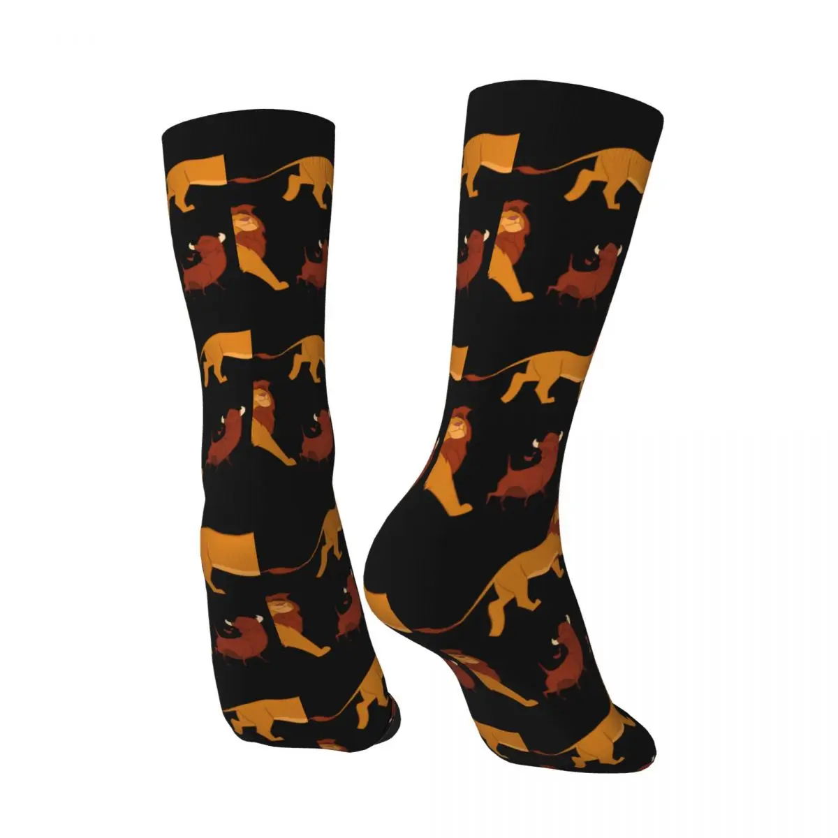 Funny Crazy Sock for Men Lion King Hip Hop Harajuku The Lion King Happy Seamless Pattern Printed Boys Crew compression