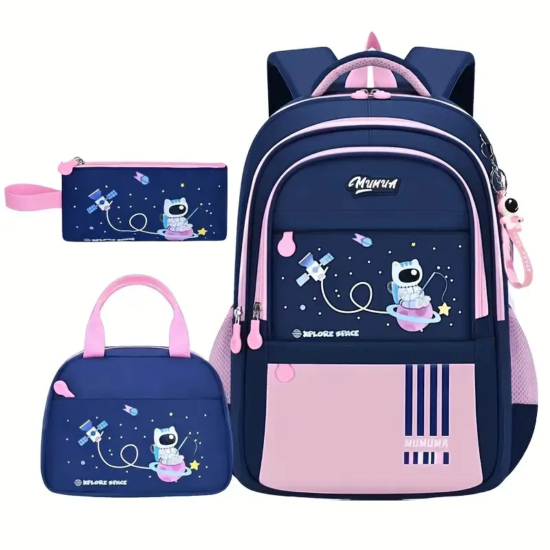 3pcs/set School Backpack with Lunch Bag Pencil Bag Set Elementary School Bookbag Astronaut Backpack, 2026 New Style