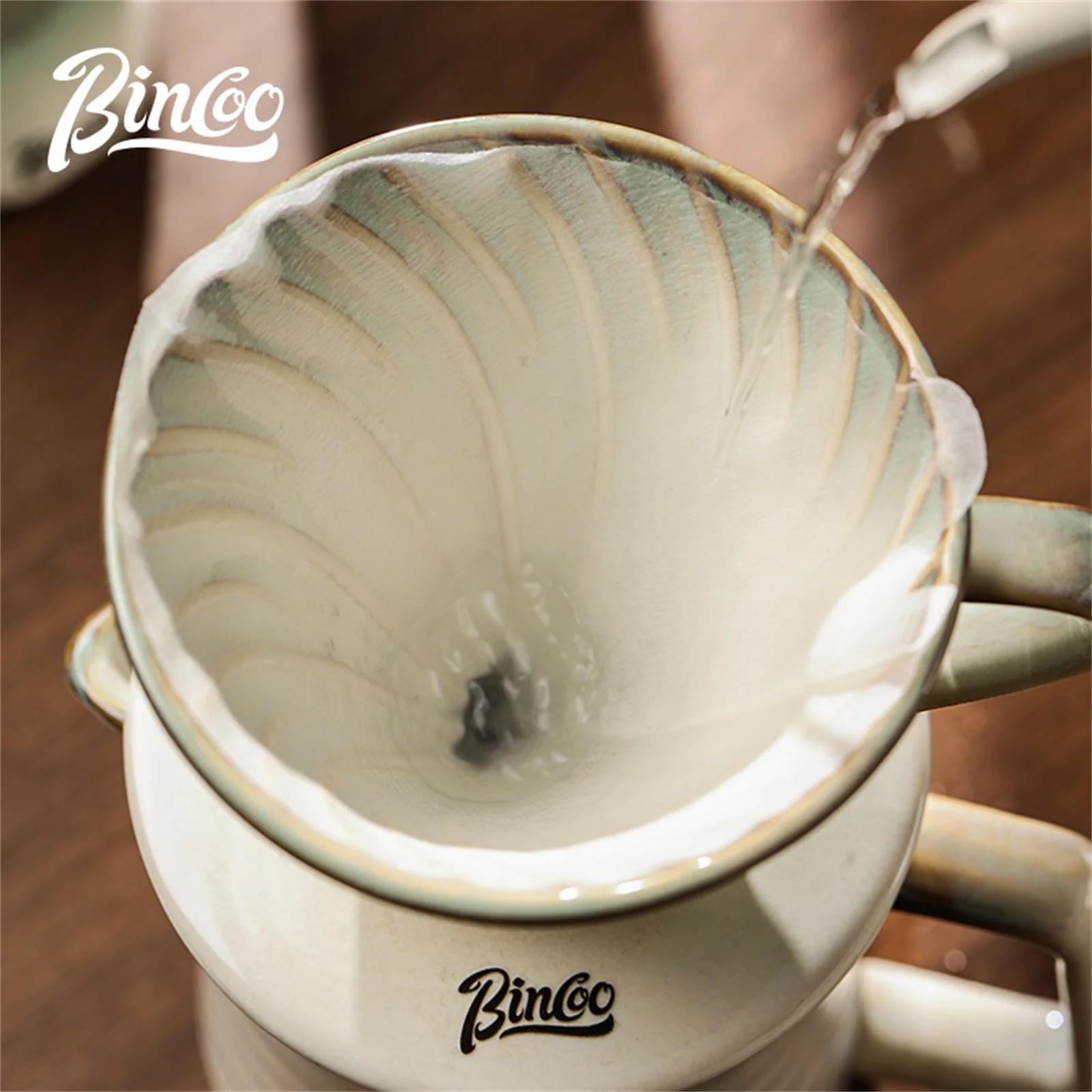 BINCOO Ceramic Coffee Filter Cup Reusable Filters V Style Coffee Maker Conical Hand Brewed Funnel Dripper Filter Cup Coffee Tool - Image 4