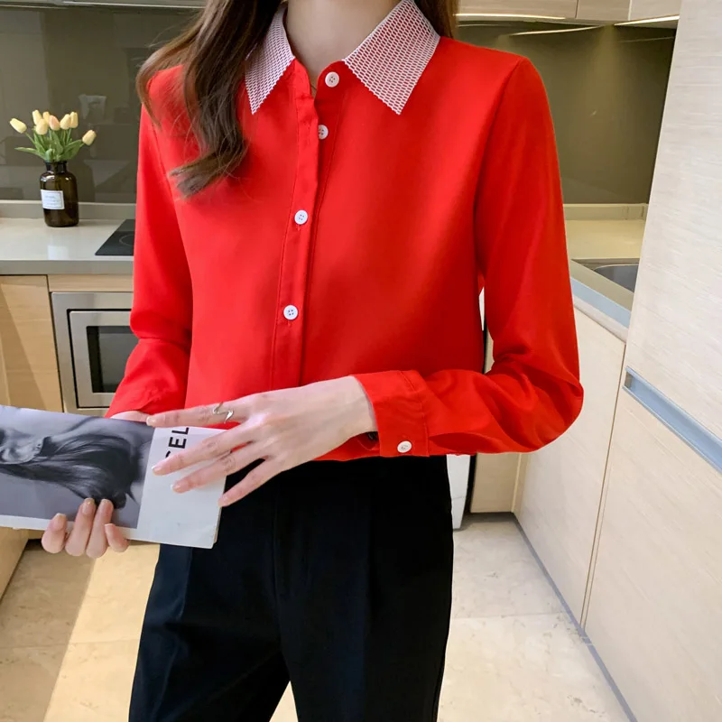 Women Simple Loose Fashion Blouse Lady Business Casual Solid Professional Shirts Spring Long Sleeve New Cardigan