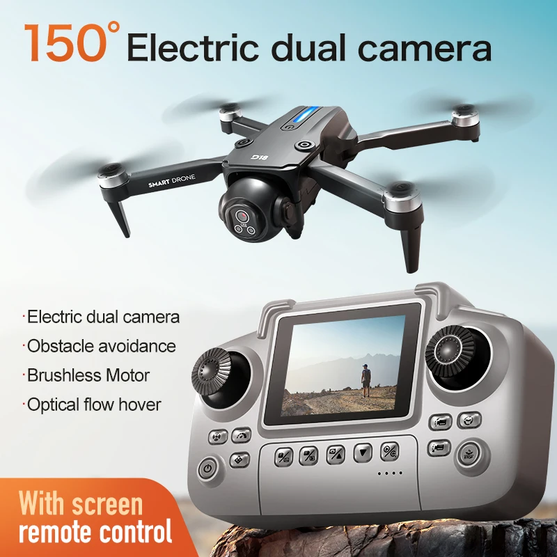 D18 Drone 8K Profesional HD Camera Obstacle Avoidance FPV Brushless Quadcopter With 150° Adjustable Camera RC Toys For Children