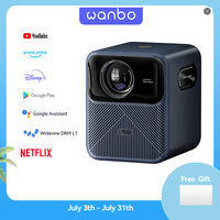 Wanbo Mozart 1 Pro Projector Android TV 11.0 Google Assistant Netflix 1080P DRM L1 Suppot 4K Beam Proyector 900Ansi Dual Wifi