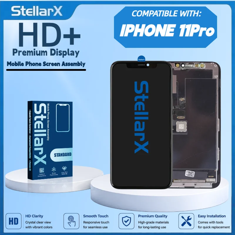 StellarX HD+ High Resolution Display Screen Replacement for iPhone11Pro  Full Display Assembly Repair Parts with free tools
