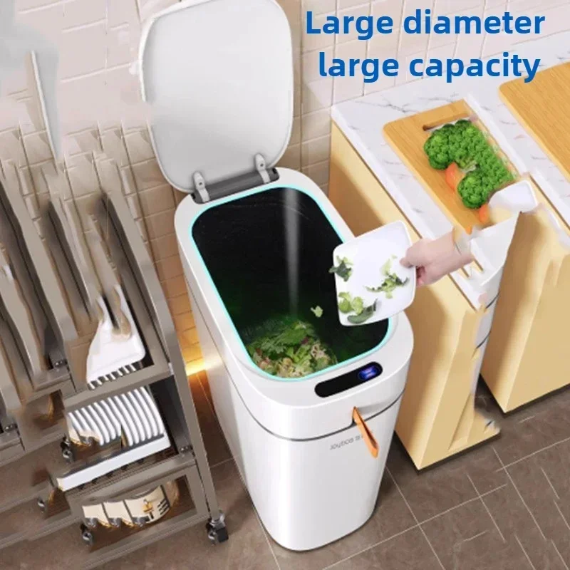 

Motion Sensor Trash Can With Lid 3.5 Gallon Automatic Touchless Bathroom Trash Bin Rechargeable Smart Wastebasket Vacuum Bag