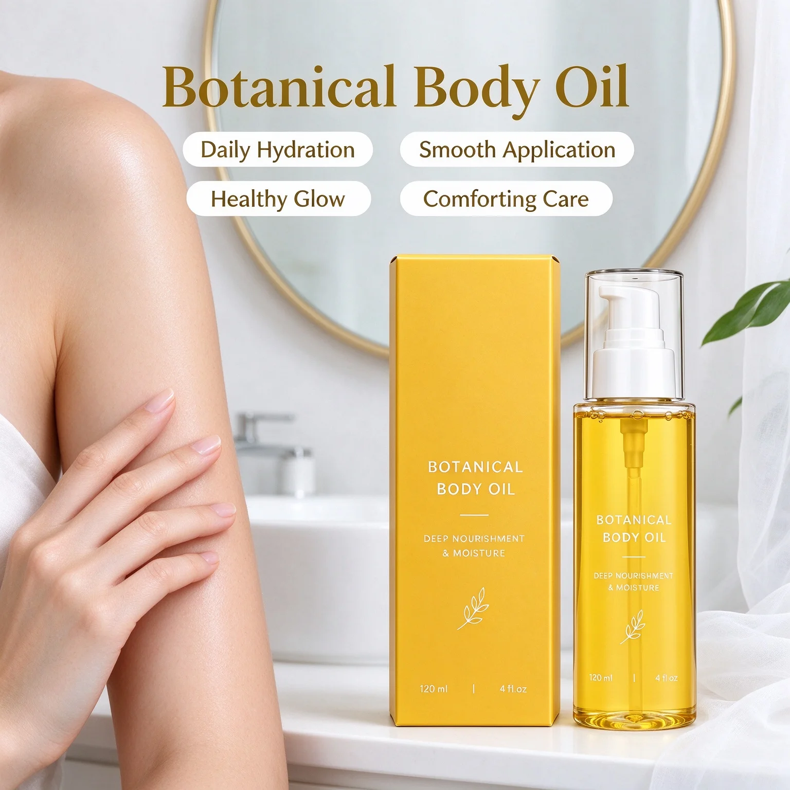 Botanical Lightweight Body Oil Plant Extract Non Greasy Moisturizing Dry Skin Hydrating Body Care Massage Oil