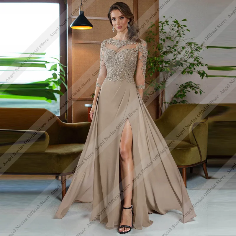 Long Mother of the Bride Dresses with Side Skirt Wedding Party Dress vestidos madre denovia para bodas