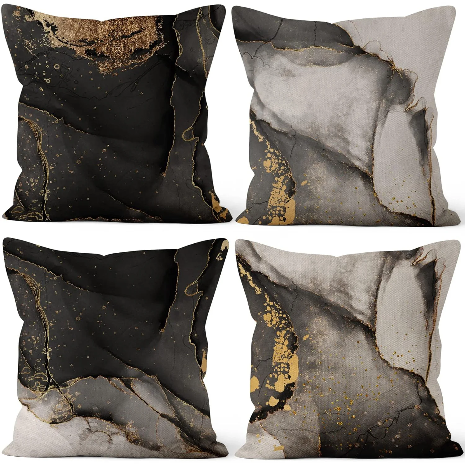Short plush material pillowcaseHome Decor Modern Geometric Ink and Gold Throw Pillows Pattern Cushion Cover Suitable for Sofa Be