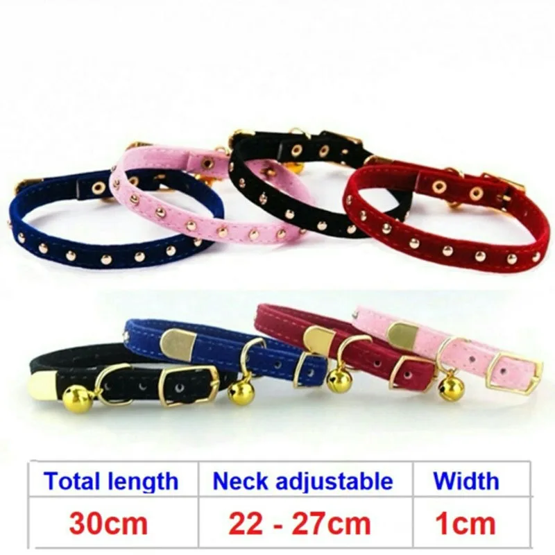 Cat Collar With Bell Safety Cat Collars Puppy Dog Collar For Cats Small Dogs Kittens Solid Pet Collar Chihuahua Products YS0032