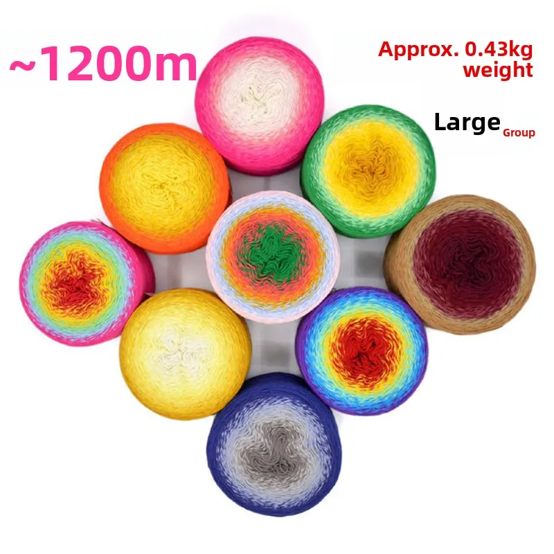 

Пряжа хлопковая градиентная в форме бублика, радужная, для вязания крючком, для шалей, всесезонная, ручной вязки, шерстяная, бренд Baby Feifei
