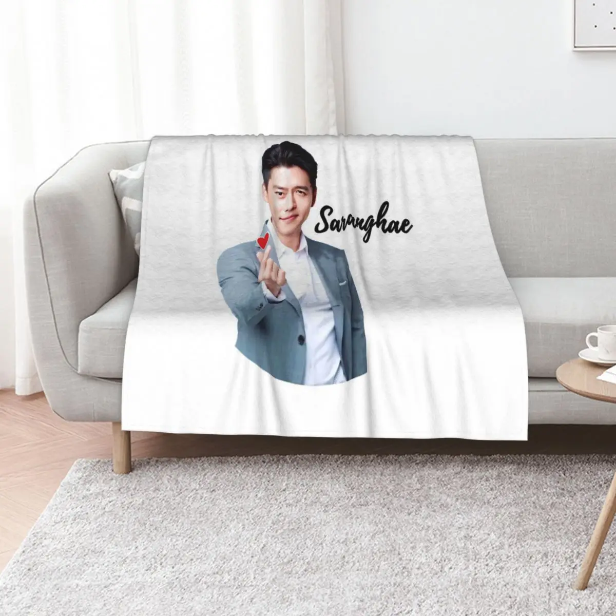 Hyun Bin Saranghae Throw Blanket Personalized Gift Cute Thermal Warm for sofa Decorative Sofa Blankets