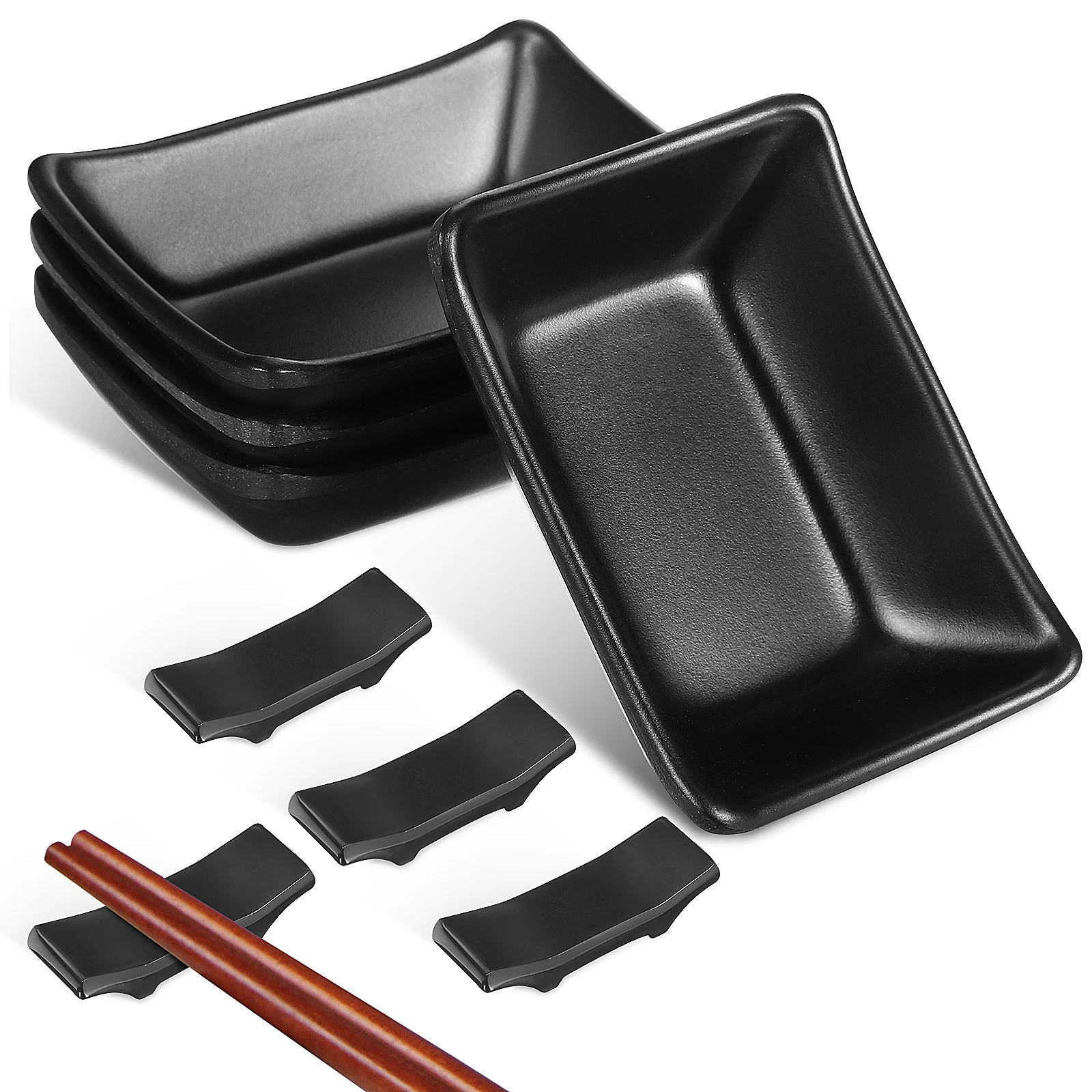

4Pcs Sauce Dishes Seasoning Bowls Chopstick Rests Elegant Table Decorations for Dipping Sauces Garlic Vinegar Oil Salt Salad