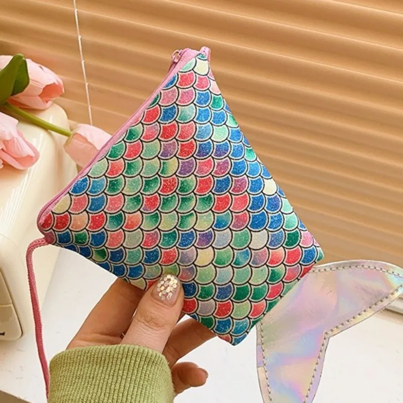 

Mini cute fish tail crossbody bag, shiny accessories, zero wallet, kindergarten new children's bag