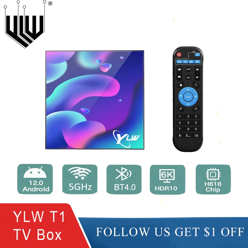 

YLW T1 Smart TV Box Android 12 ALLWINNER H618 Quad Core Support 4K Video Decoding BT4.0 Media Player HDR10 Set Top Box