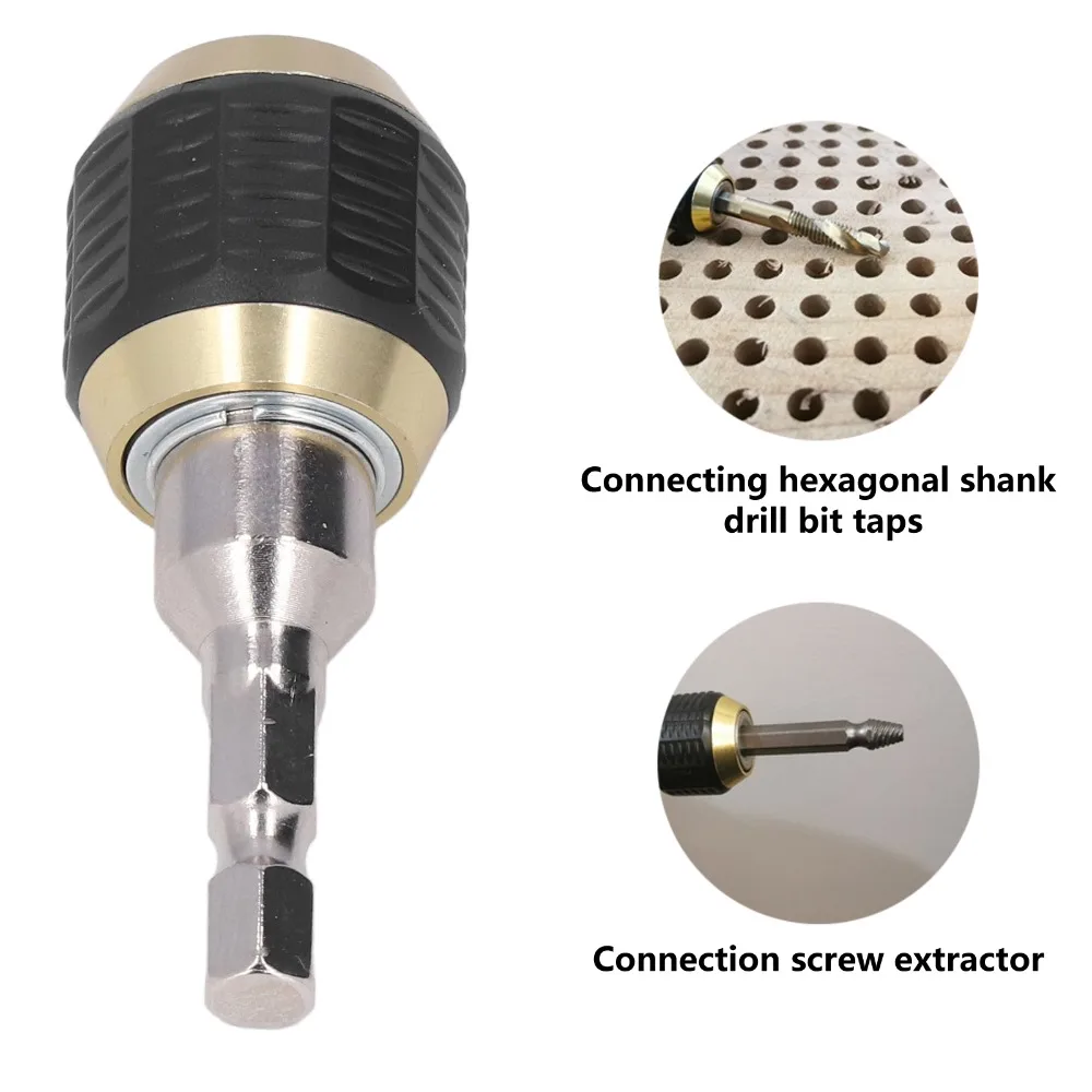 60mm Length Self Locking Connecting Rod 1/4 Inch Hex Shank Quick Release Drill Bit Extension Rod Popup Converter Self-Locking