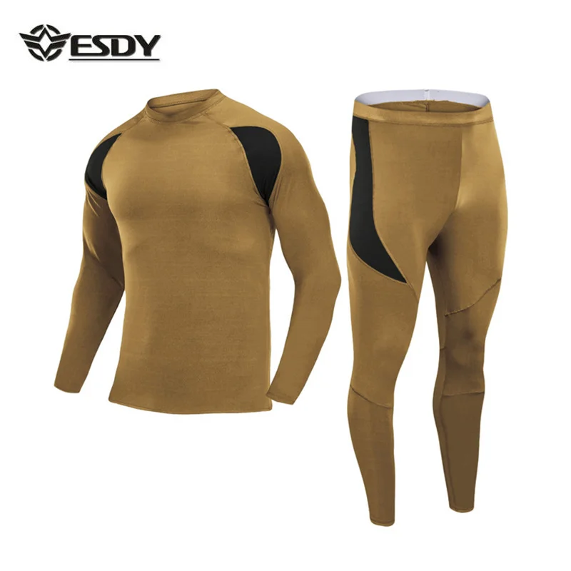 

Men Outdoor Tactical Fleece Thermal Underwear Thicken Warm Windproof Elasticity Sets Riding Running Sports Functional