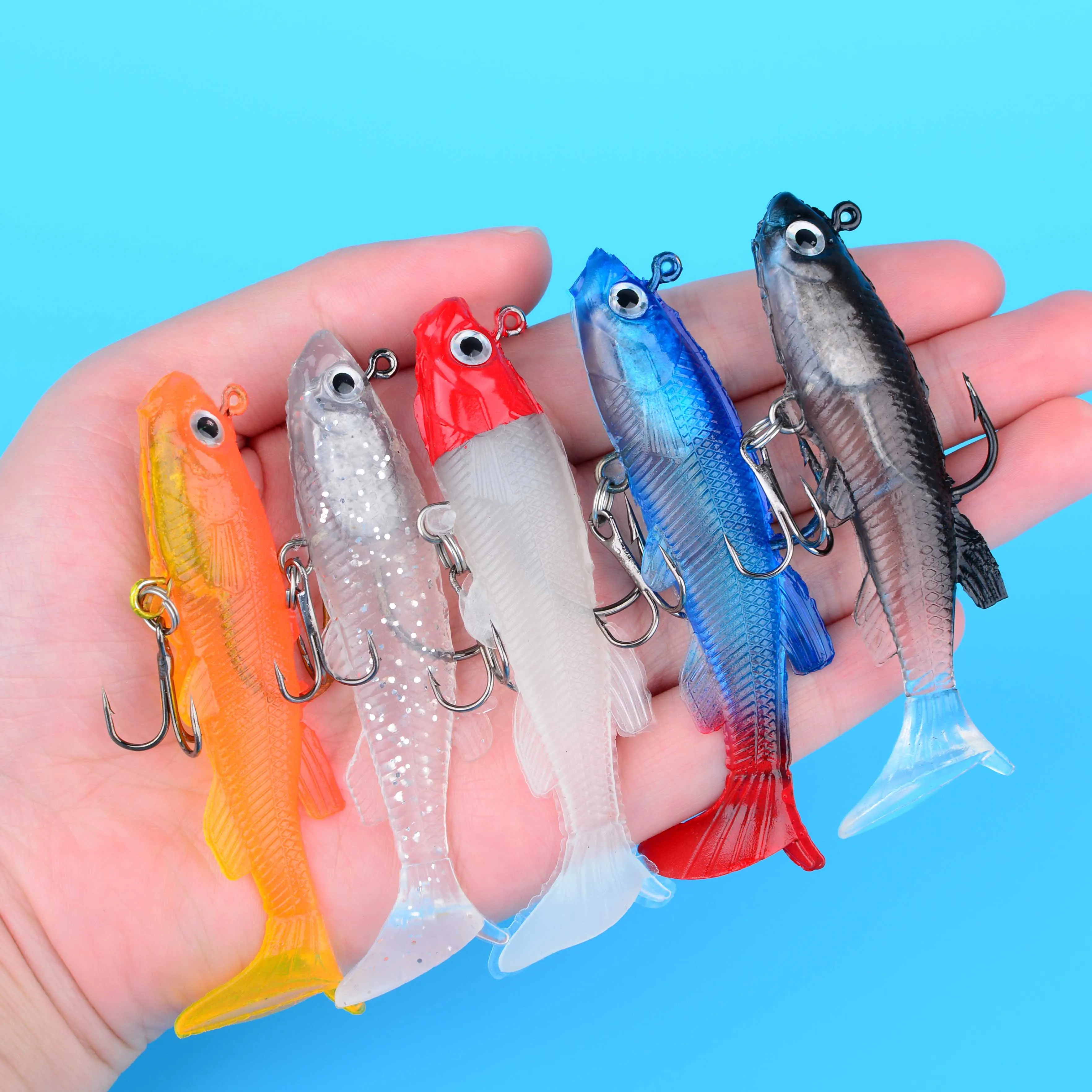 طقم طُعم صيد ناعم مكون من 11 قطعة مع خطاف ثلاثي مثالي لصيد الأسماك في المياه المالحة والمياه العذبة #3