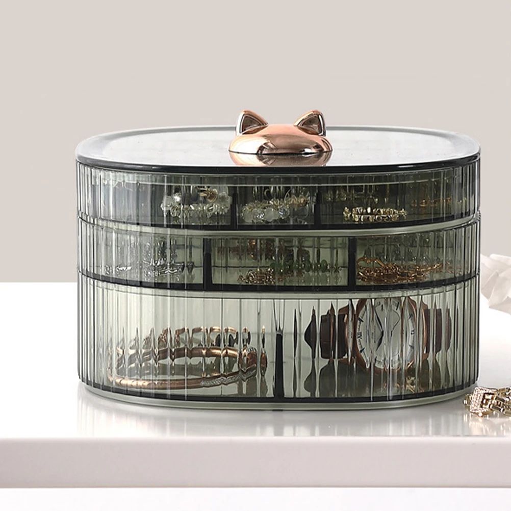 

3-Layer Jewelry Storage Box Multi-Grid Stackable Earring Ring Organizer Desktop Dresser Jewelry Holder Large Capacity Storage