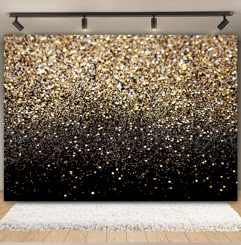 Gold Silver Glitter Bokeh Photography Backdrop Fantasy Black Golden Shiny Sequin Photo Backgrounds Birthday Party Wedding Props