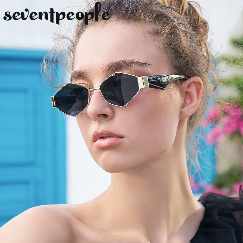 Metal Rhombus Sunglasses Women 2023 Luxury Brand Designer Fashion Irregular Sun Glasses For Men Trendy Polygonal Sunglass Unisex