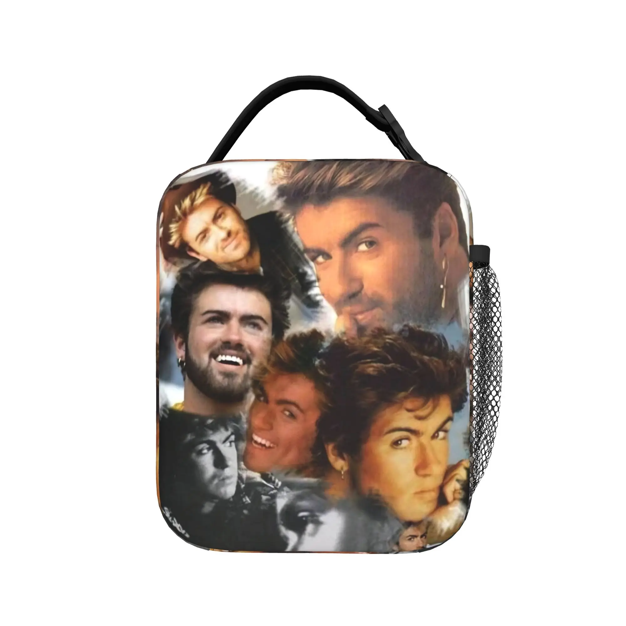 George Michael British Singer Lunch Bag Portable Lunch Box Women Travel Graphic Cooler Bag Fun Waterproof Thermal Lunch Bags