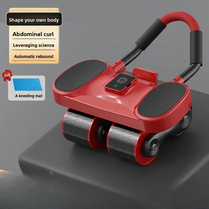Four Wheel Auto Rebound Ab Roller Abdominal Core Trainer Portable Home Fitness Muscle Workout Training Equipment
