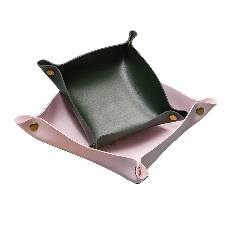 1Pc 15cmX15cm Nordic PU Leather Storage Box, Household Travel Portable Storage Tray