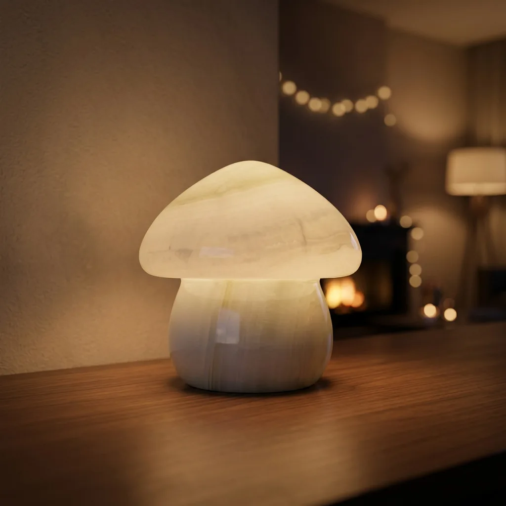 USB Rechargeable Natural Jade Mushroom Table Lamp Bedside Atmosphere Pat Sensor Lamp Living Room Bedroom Decorative Light