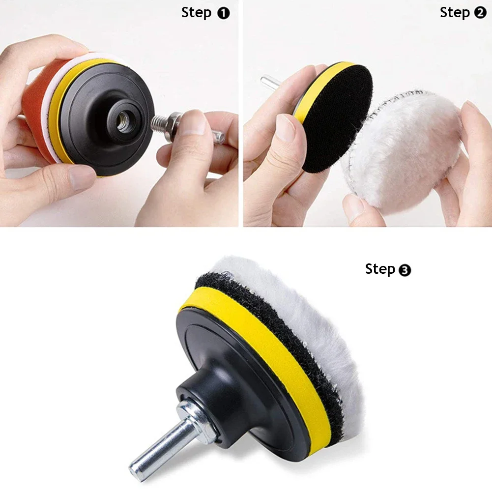 1/11Pcs Buffing Pad Set Thread 3inch Auto Car Repair Polishing pad Kit for Car Polisher+Drill Adaptor Power Tools accessories