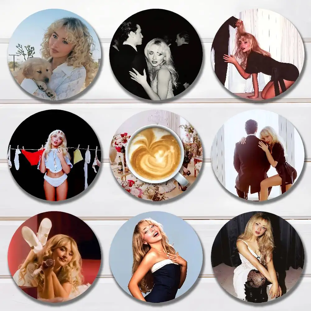 

S-Sabrina C-Carpenter Friend Wooden Coasters 10cm Round Cosplay Fans Collect Friends Gifts